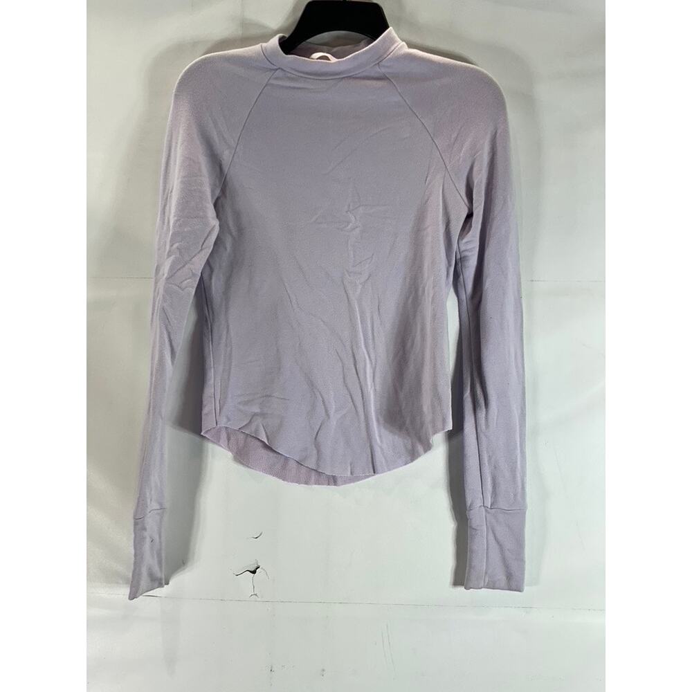 SELKIE Women's Light Purple Solid Mock-Neck Long Sleeve Round-Hem Top SZ S